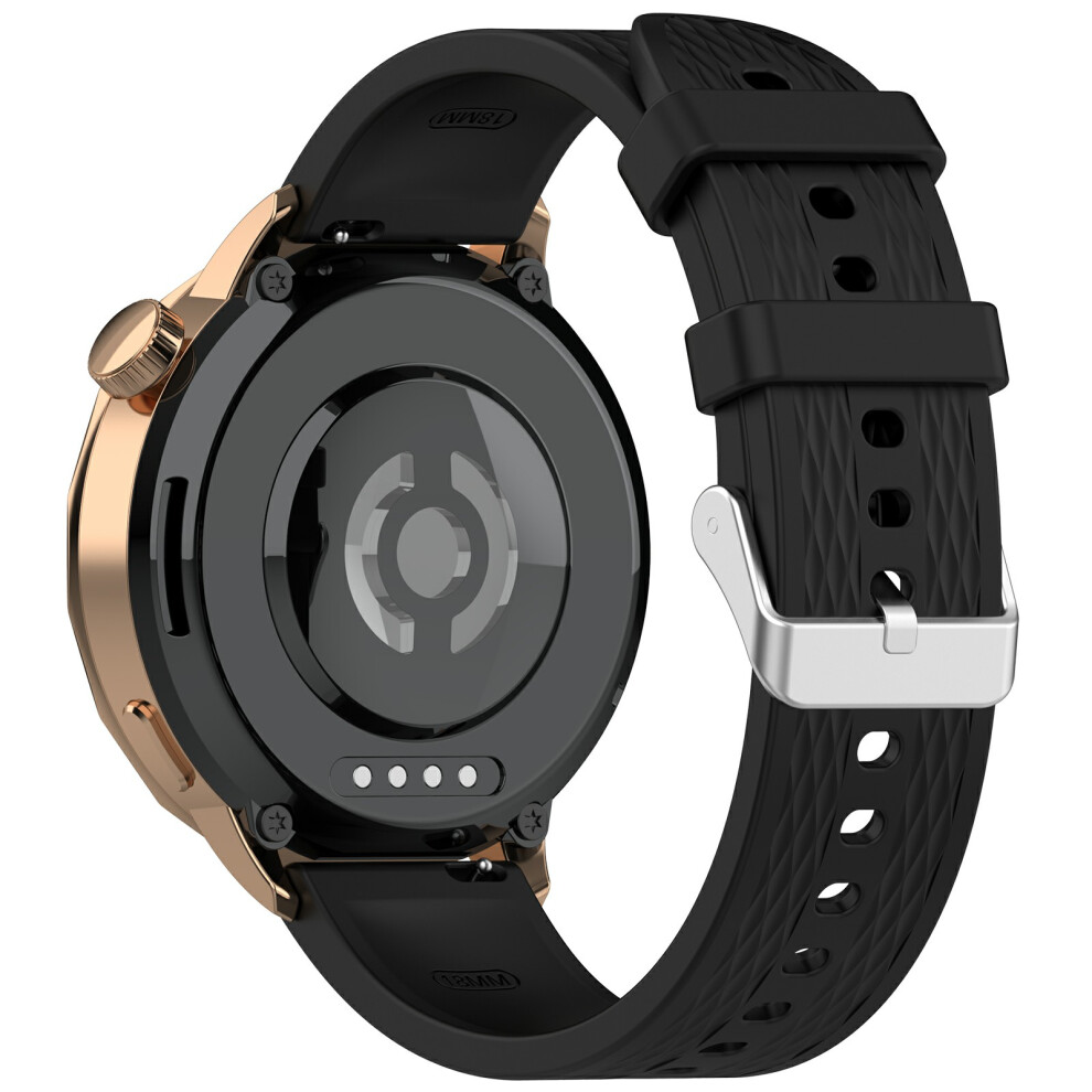 (Black) For Oppo Watch X2 Mini Watch Band 18Mm Rhombus Pattern Silicone Strap Black 6914280826295