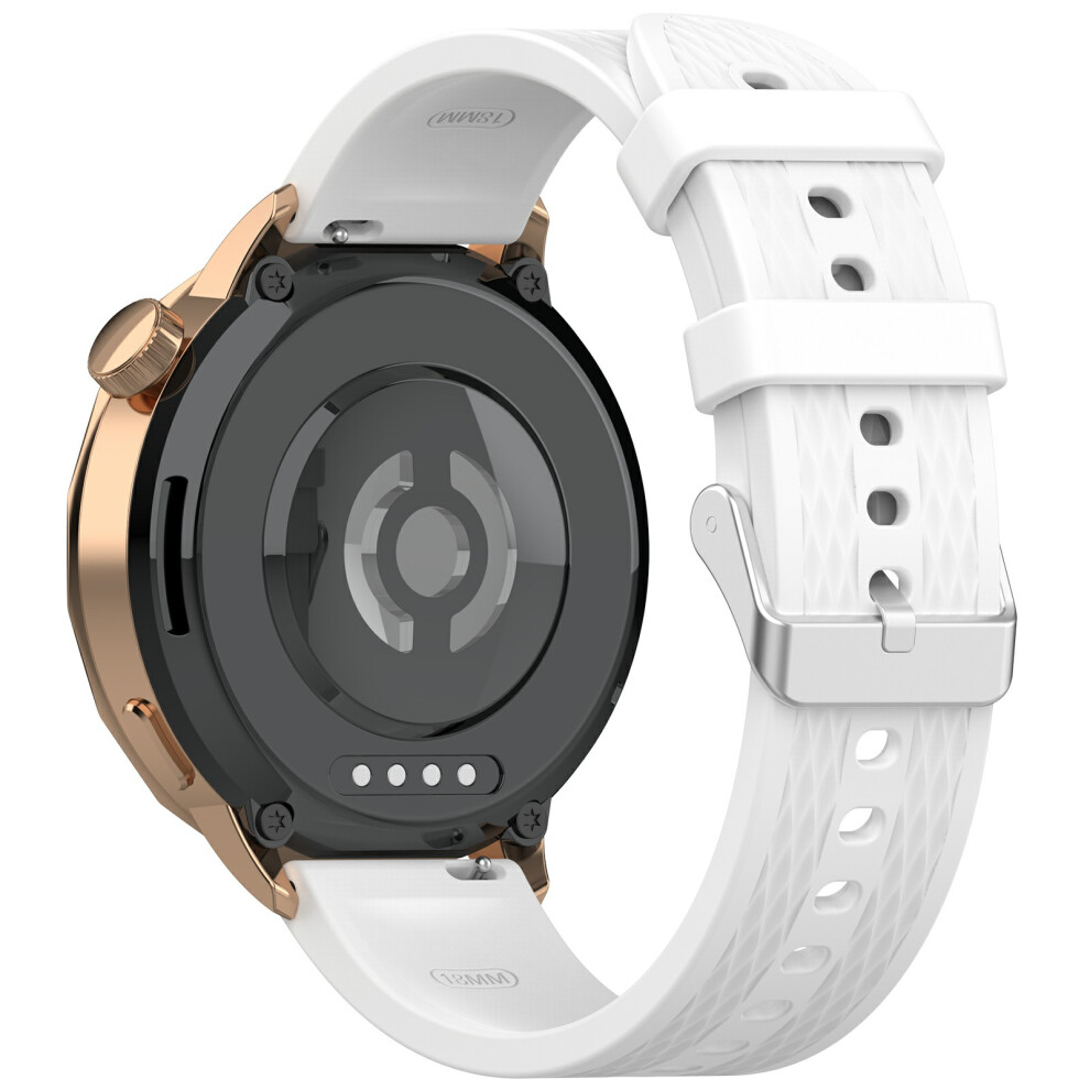(White) For Oppo Watch X2 Mini Watch Band 18Mm Rhombus Pattern Silicone Strap White 6914281060865