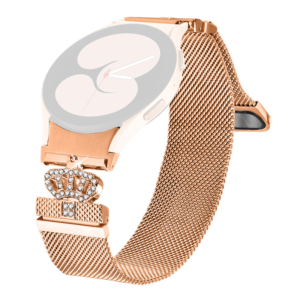 (Rose ) Watch Band For Samsung Galaxy Watch4 / Watch 5 / Watch 5 Pro Crown Clasp Electroplating Milanese Strap With Quick Release Conne Gold 6914287292406