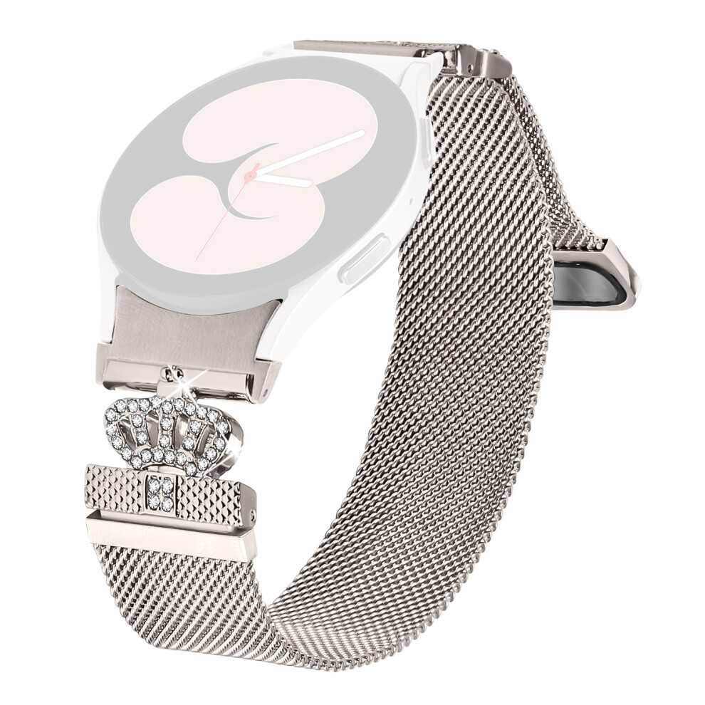 (Starlight) Watch Band For Samsung Galaxy Watch4 / Watch 5 / Watch 5 Pro Crown Clasp Electroplating Milanese Strap With Quick Release Conne 6914280345420