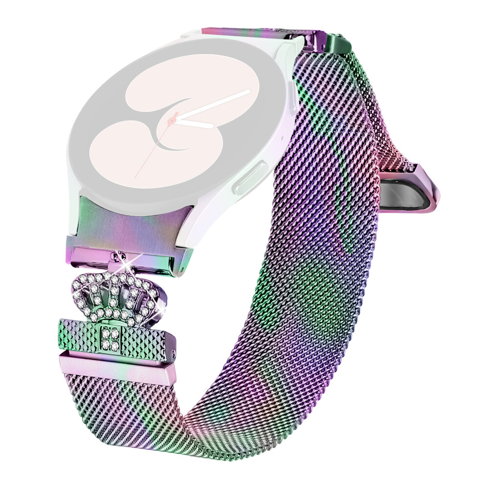 (Multi-Color) For Samsung Galaxy Watch7 Milanese Watch Band With Quick Release Connector Crown Clasp Electroplating Stainless Steel Strap 6914289559361