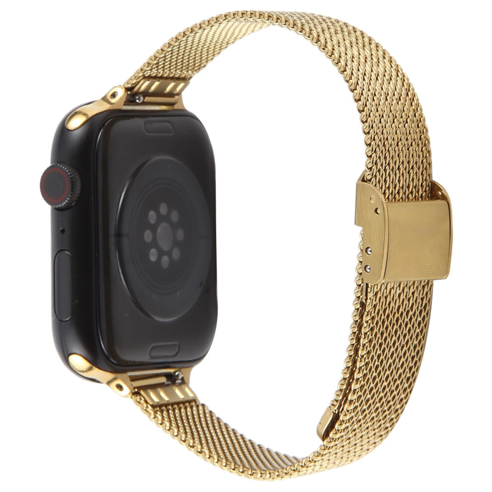 (Gold) Watch Strap For Apple Watch Series 11 10 42Mm / 9 87 41Mm / Se3 Se2 Se 6 5 4 40Mm / 3 2 1 38Mm Narrow Milanese Metal Band With Bu Gold 6914289256123