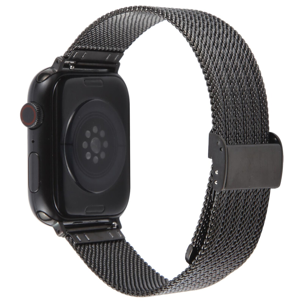 (Black) Watch Strap For Apple Watch Series 11 10 42Mm / 9 87 41Mm / Se3 Se2 Se 6 5 4 40Mm / 3 2 1 38Mm Wide Milanese Metal Band With Buck Black 6914283745869