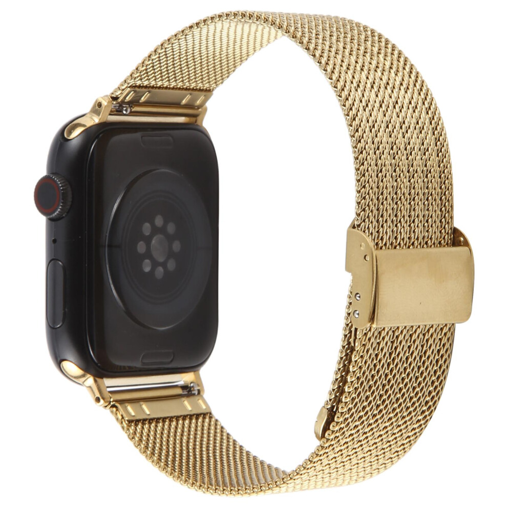 (Gold) Watch Strap For Apple Watch Series 11 10 42Mm / 9 87 41Mm / Se3 Se2 Se 6 5 4 40Mm / 3 2 1 38Mm Wide Milanese Metal Band With Buck Gold 6914288176330