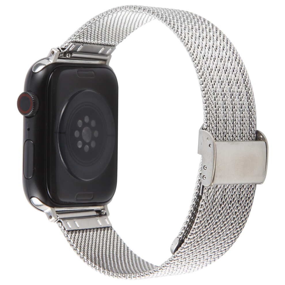 (Silver) Watch Strap For Apple Watch Series 11 10 42Mm / 9 87 41Mm / Se3 Se2 Se 6 5 4 40Mm / 3 2 1 38Mm Wide Milanese Metal Band With Buck Silver 6914287809598