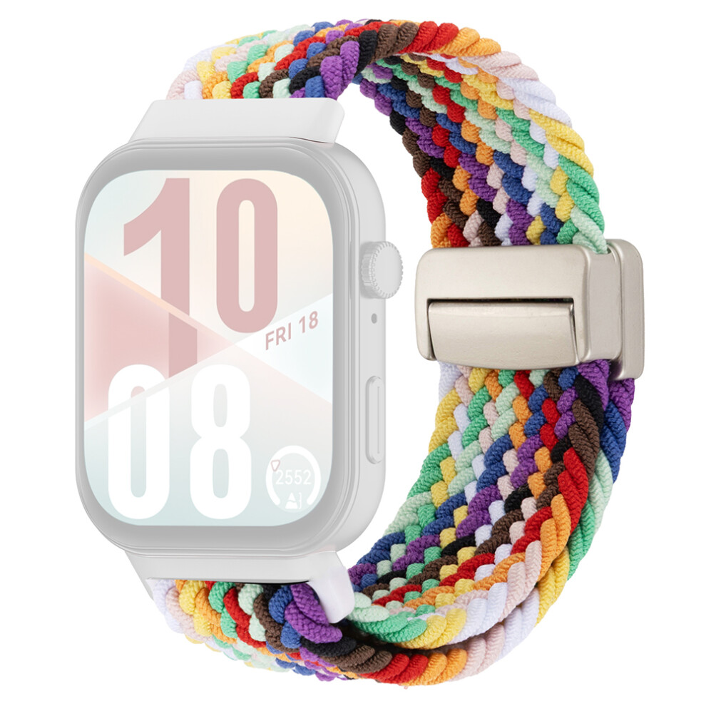(Rainbow / Buckle) Wrist Strap For Huawei Watch Fit 4 Pro / Fit 4 / Fit 3 Magnetic Buckle Nylon Braided Watch Band White 6914280876474