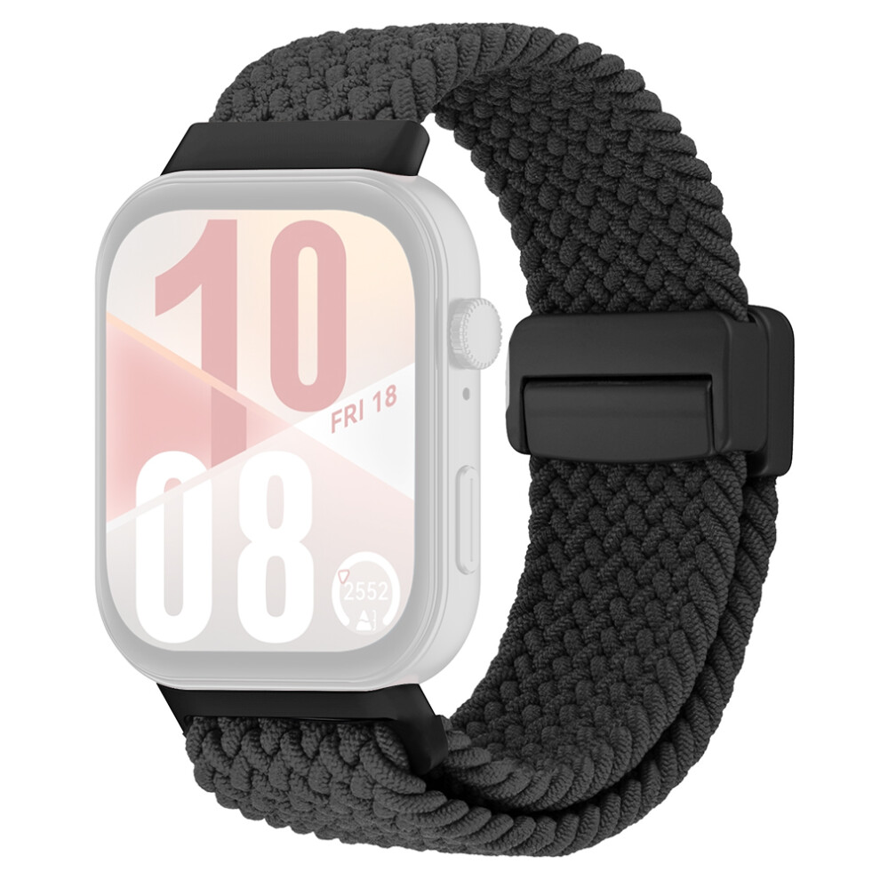 ( / Buckle) Wrist Strap For Huawei Watch Fit 4 Pro / Fit 4 / Fit 3 Magnetic Buckle Nylon Braided Watch Band Black 6914285639869