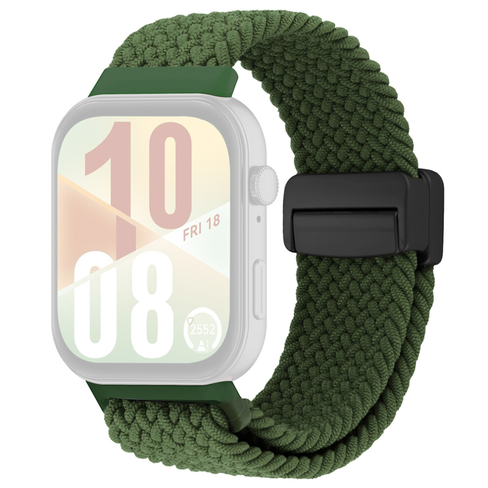 (Green / Black Buckle) Wrist Strap For Huawei Watch Fit 4 Pro / Fit 4 / Fit 3 Magnetic Buckle Nylon Braided Watch Band Green,Black 6914281963708