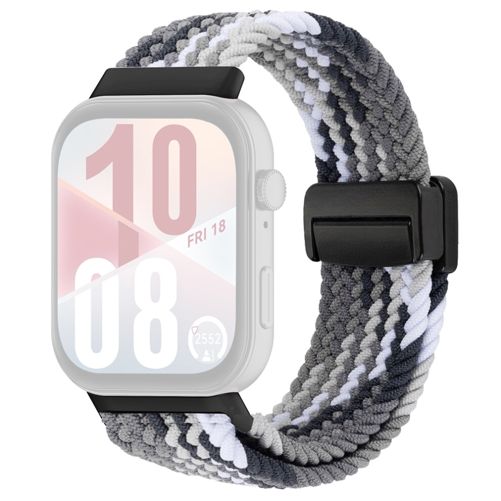 (Colorful / Buckle) Wrist Strap For Huawei Watch Fit 4 Pro / Fit 4 / Fit 3 Magnetic Buckle Nylon Braided Watch Band Black 6914283988440