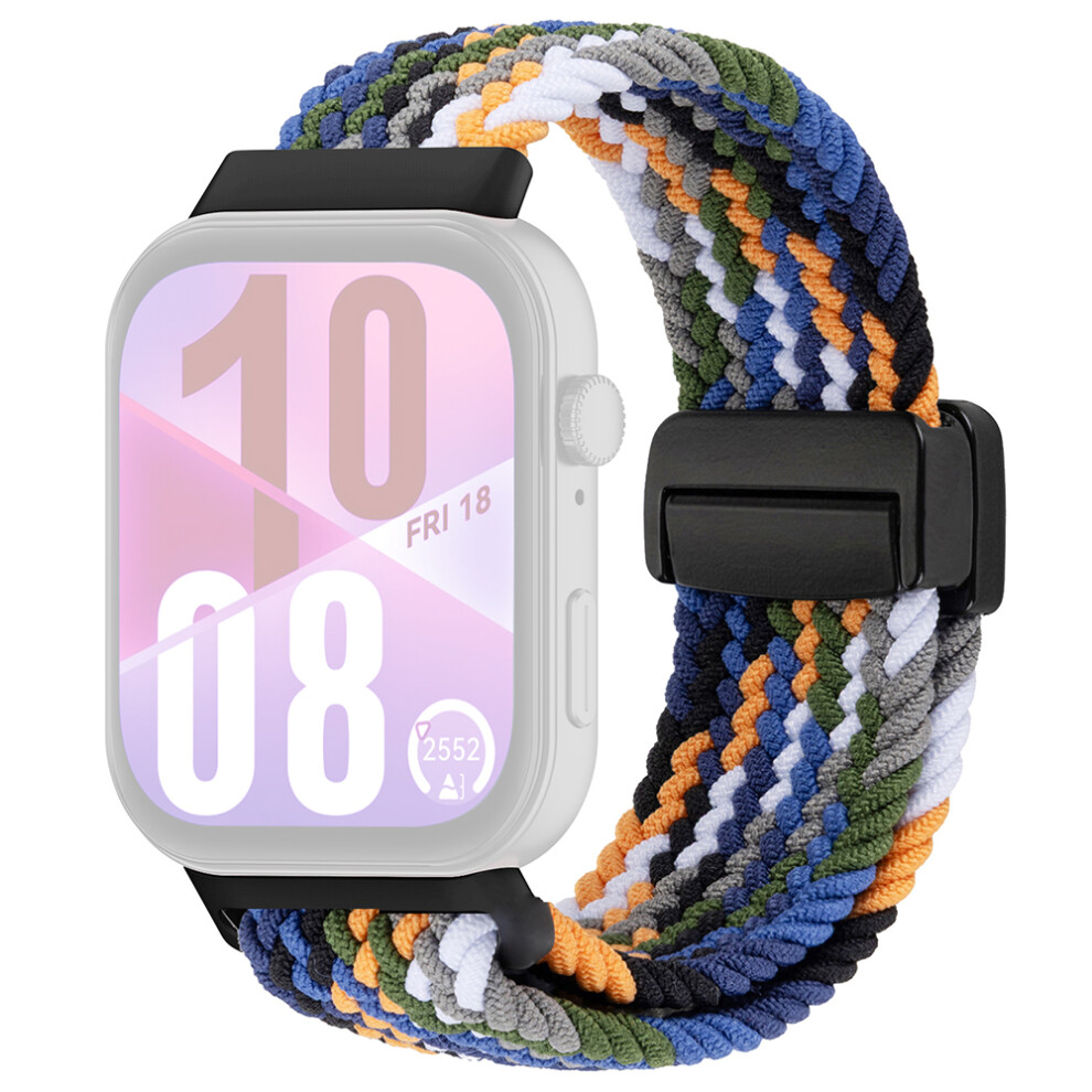 (Denim / Buckle) Wrist Strap For Huawei Watch Fit 4 Pro / Fit 4 / Fit 3 Magnetic Buckle Nylon Braided Watch Band Black 6914287115507