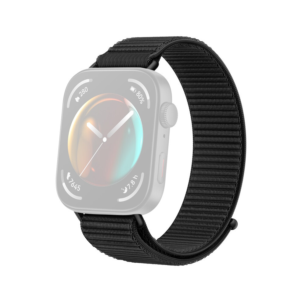 (Black) Nylon Wrist Strap For Huawei Watch Fit 4 Pro / Fit 4 / Fit 3 Magic Tape Loop Watch Band Black 6914282385264