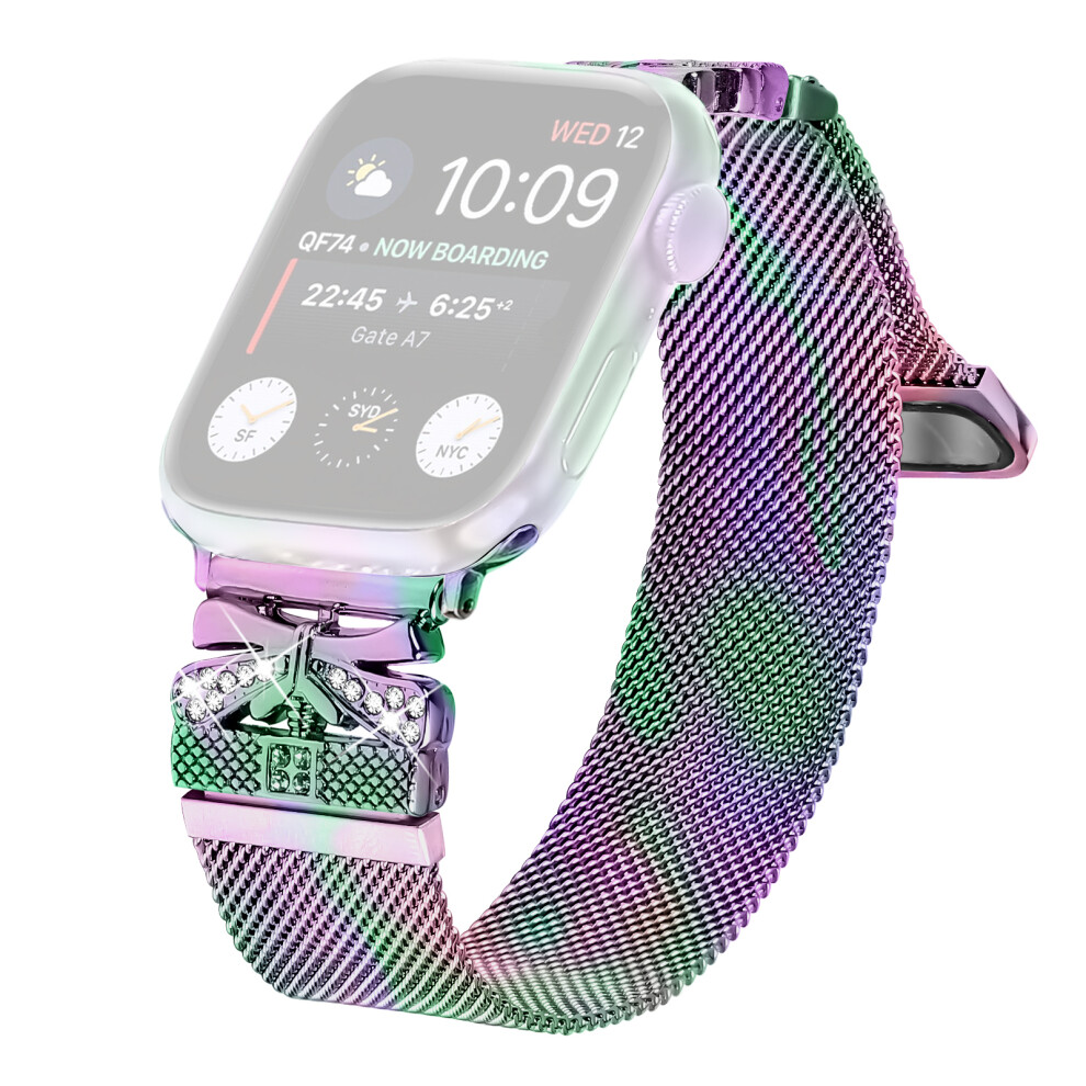 (Colorful) Metal Strap For Apple Watch Series 11 10 42Mm / 9 8 7 41Mm / Se3 Se2 Se 6 5 4 40Mm / 3 2 1 38Mm Milanese Watch Band Butterfly Dec 6914286507631