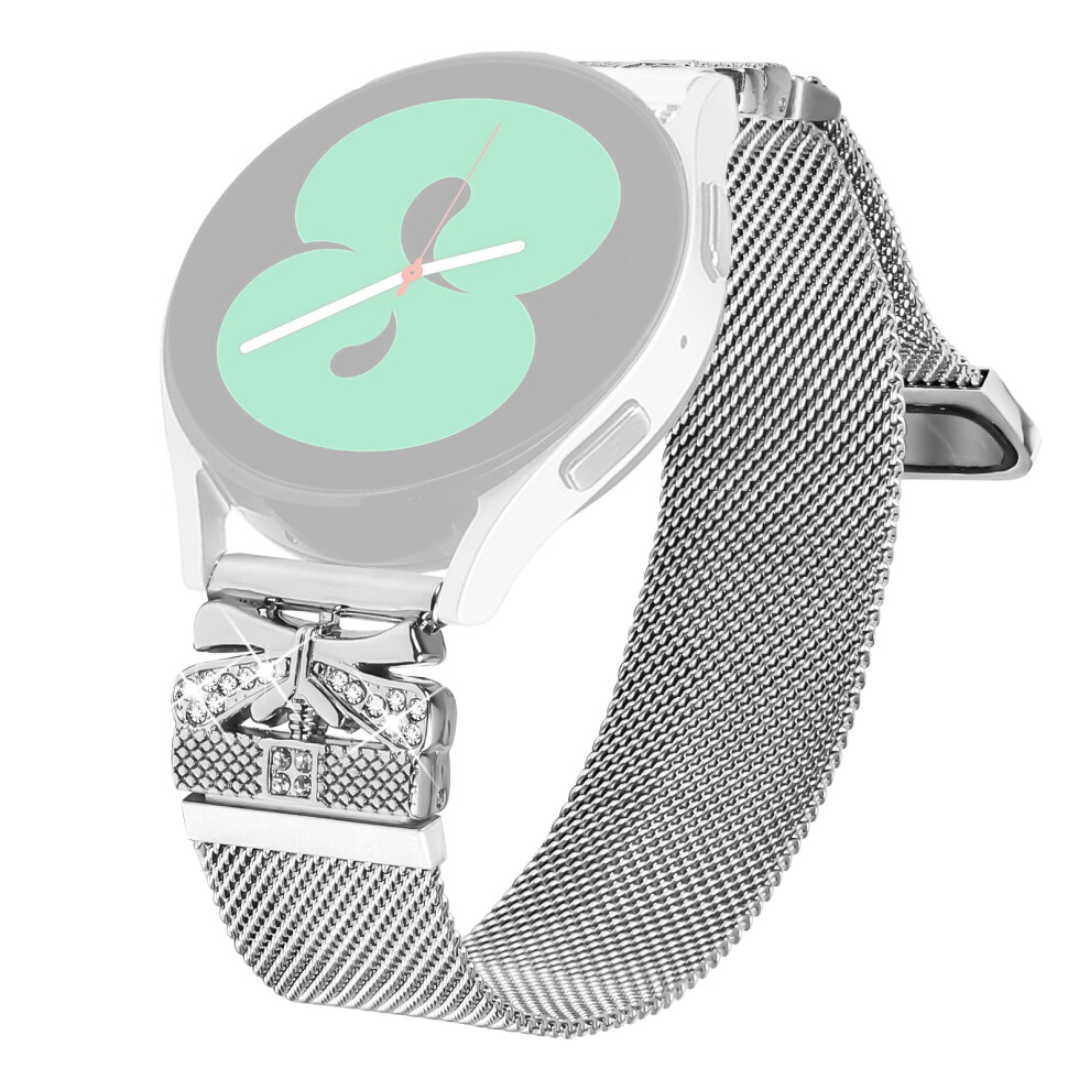 Watch Strap For Samsung Galaxy Watch4 40Mm / 44Mm Butterfly Decor Milanese Metal Band, Silver 6914288600880