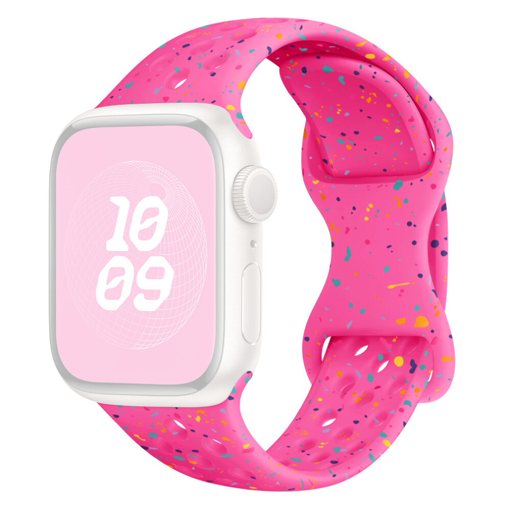 (Hot ) Silicone Strap For Apple Watch Series 11 10 42Mm / 9 87 41Mm / Se3 Se2 Se 6 5 4 40Mm / 3 2 1 38Mm Butterfly Clasp Watch Band Pink 6914289910032