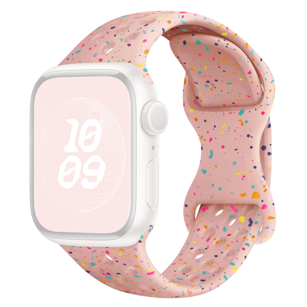 (Pink) Silicone Strap For Apple Watch Series 11 10 42Mm / 9 87 41Mm / Se3 Se2 Se 6 5 4 40Mm / 3 2 1 38Mm Butterfly Clasp Watch Band Pink 6914283920549