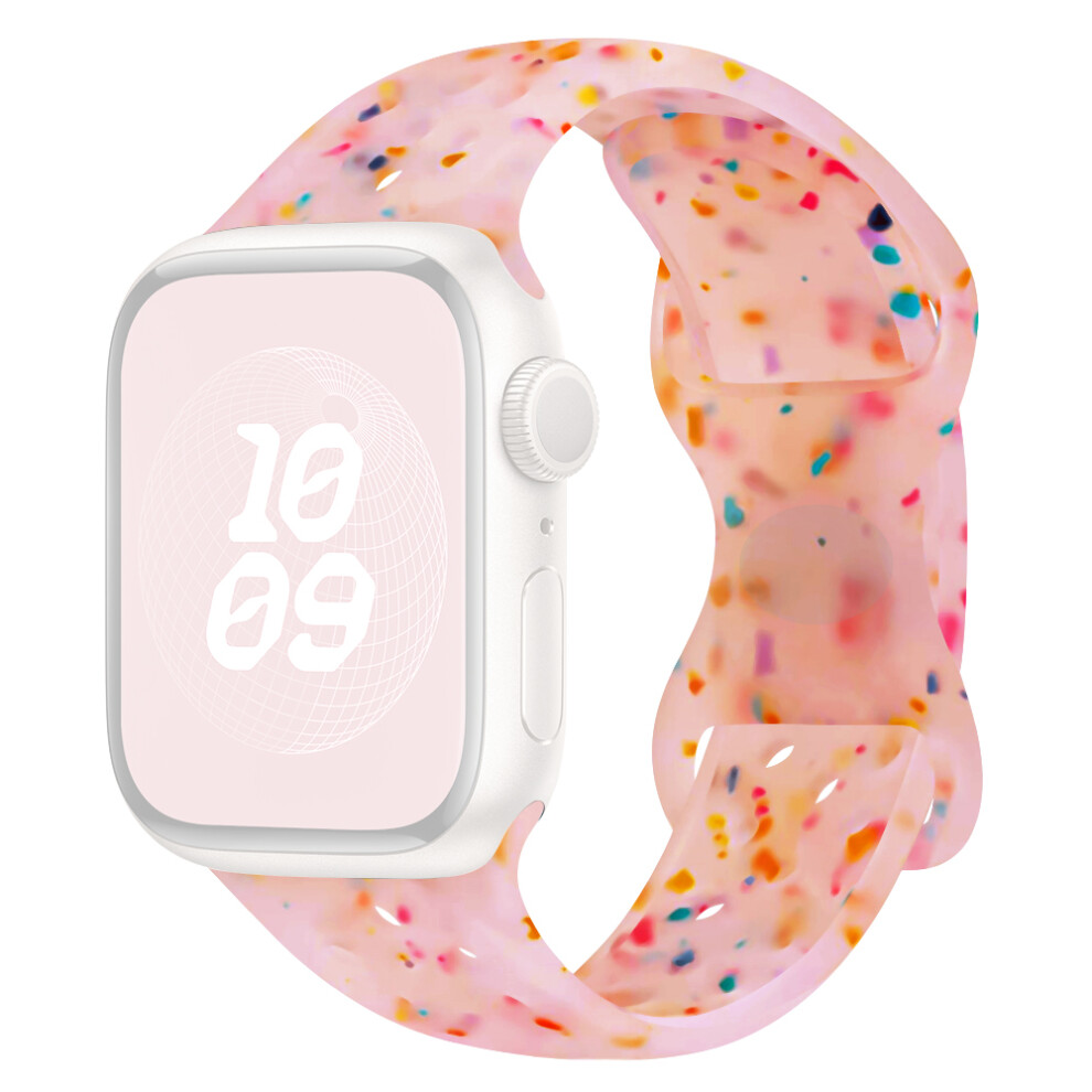 (Jelly ) Silicone Strap For Apple Watch Series 11 10 42Mm / 9 87 41Mm / Se3 Se2 Se 6 5 4 40Mm / 3 2 1 38Mm Butterfly Clasp Watch Band Pink 6914286964915