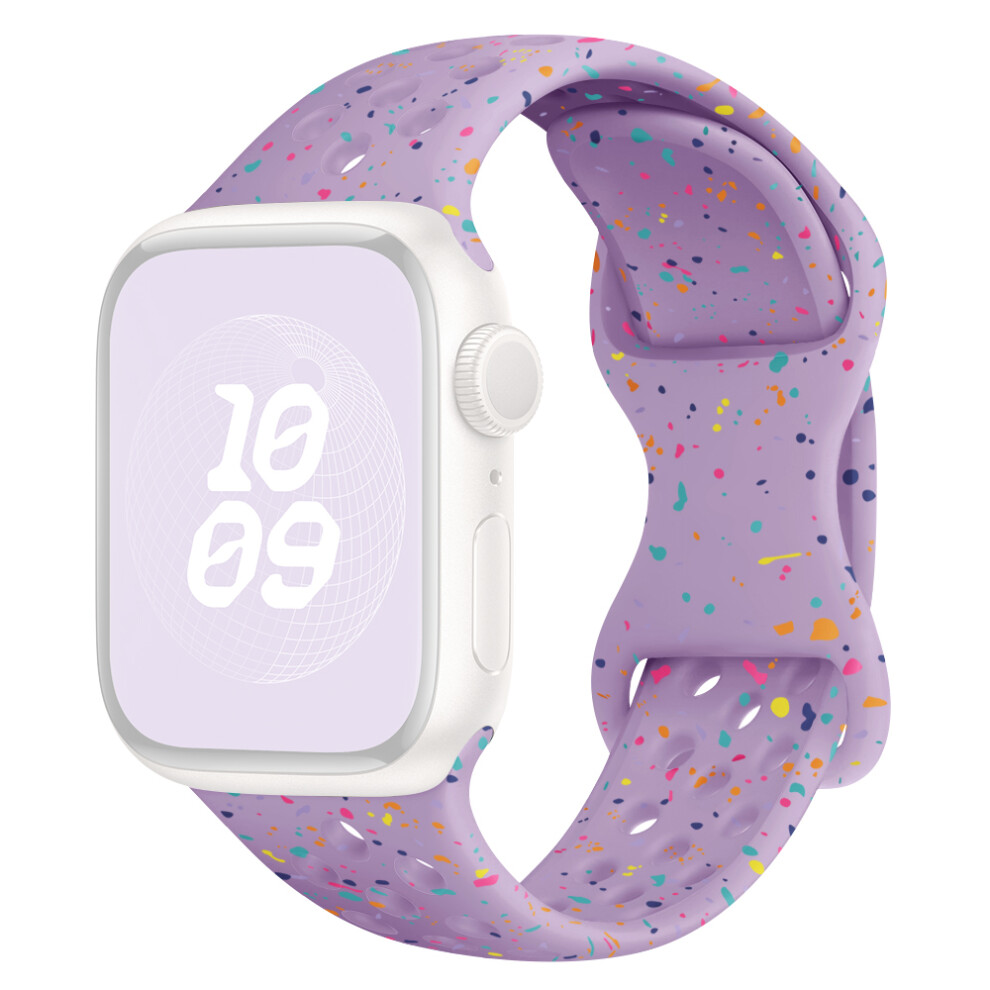 (Light ) Silicone Strap For Apple Watch Series 11 10 42Mm / 9 87 41Mm / Se3 Se2 Se 6 5 4 40Mm / 3 2 1 38Mm Butterfly Clasp Watch Band Purple 6914282418283