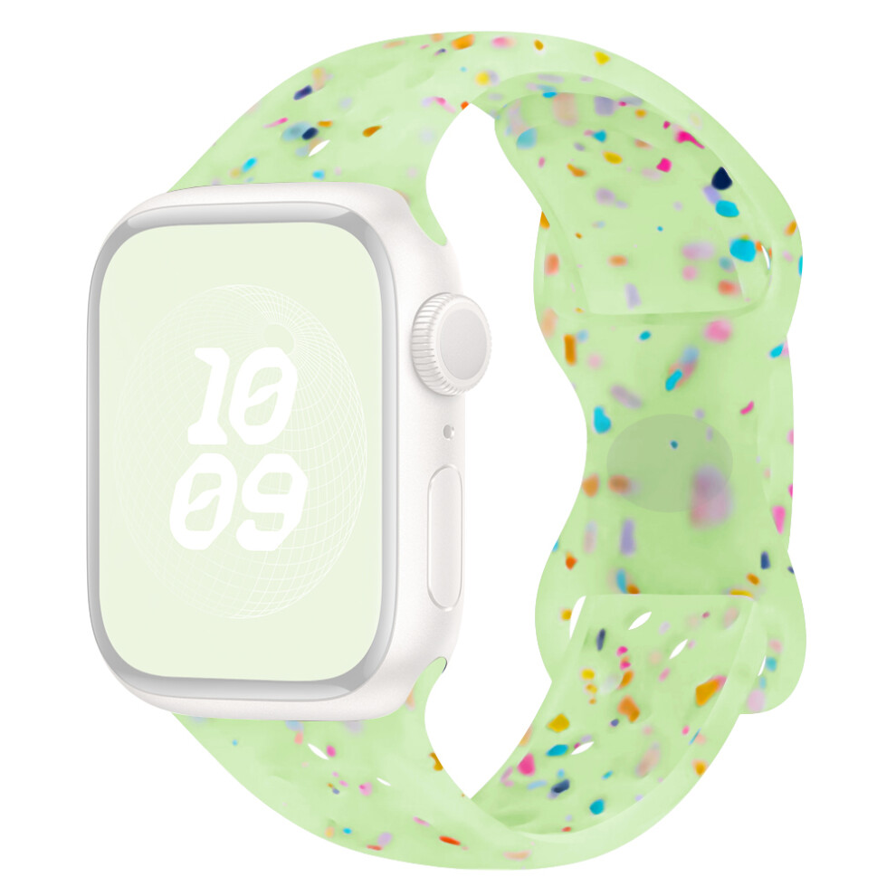 (Jelly ) Silicone Strap For Apple Watch Series 11 10 42Mm / 9 87 41Mm / Se3 Se2 Se 6 5 4 40Mm / 3 2 1 38Mm Butterfly Clasp Watch Band Green 6914282960768