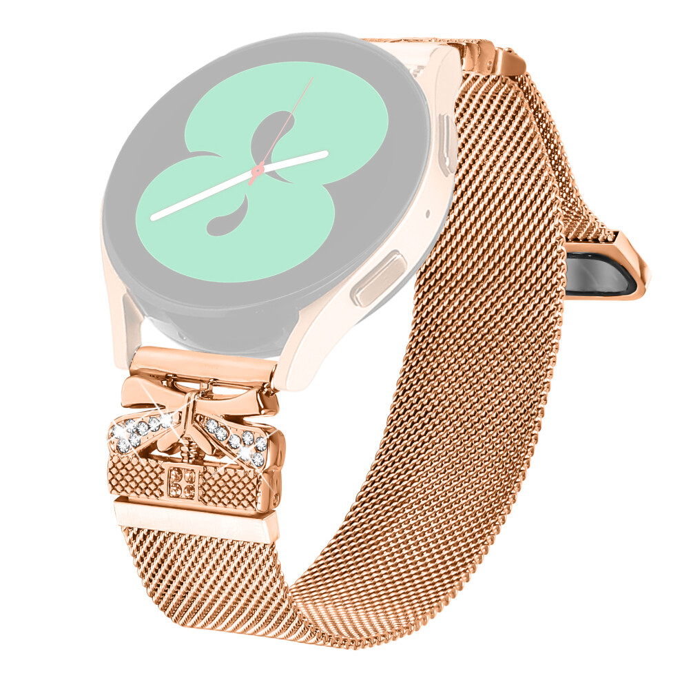 (Rose ) Metal Strap For Samsung Galaxy Watch Active2 44Mm / 40Mm Milanese Watch Band Butterfly Decor Electroplating Color Gold 6914281827611
