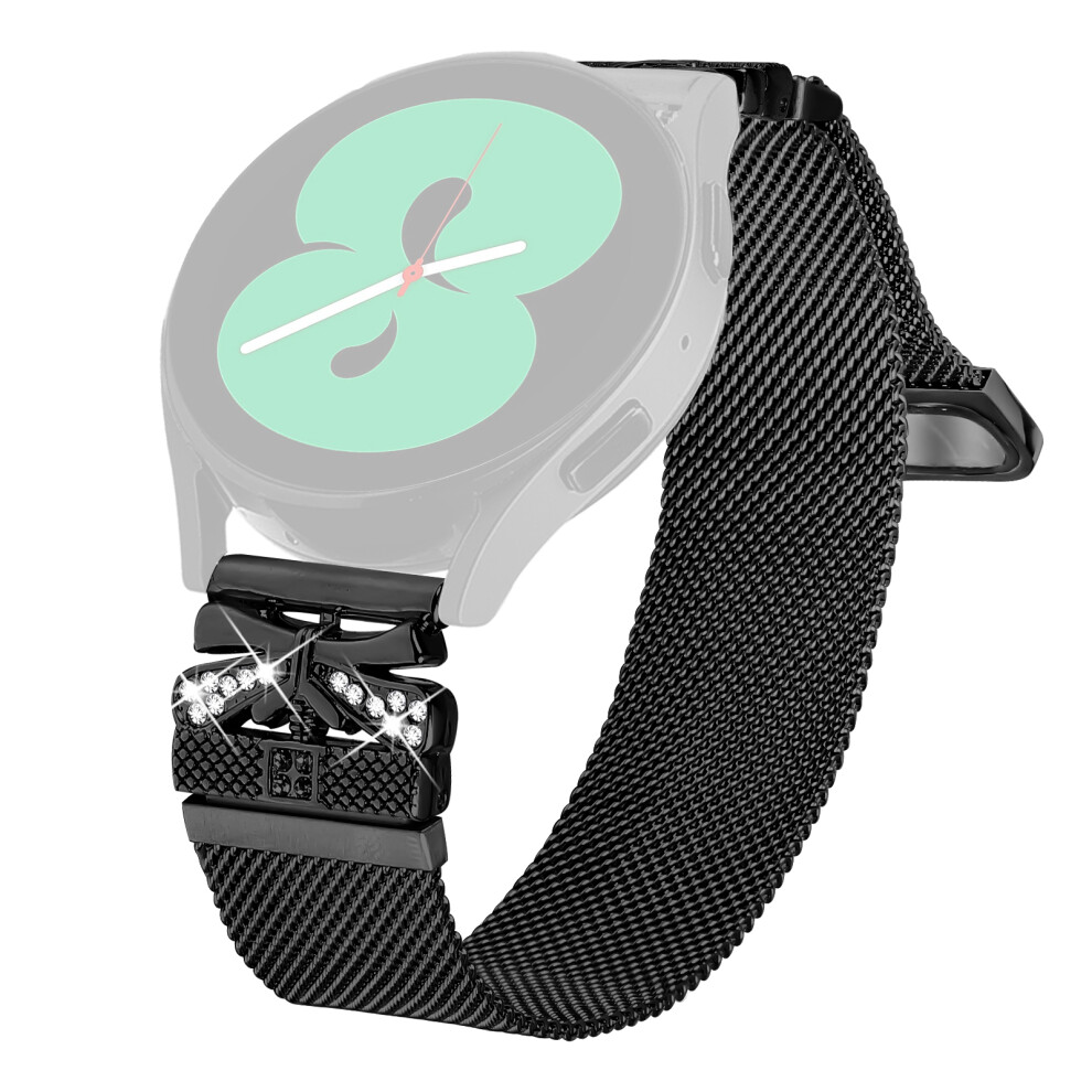 (Black) Metal Strap For Samsung Galaxy Watch4 44Mm / 40Mm Milanese Watch Band Butterfly Decor Electroplating Color Black 6914282295648