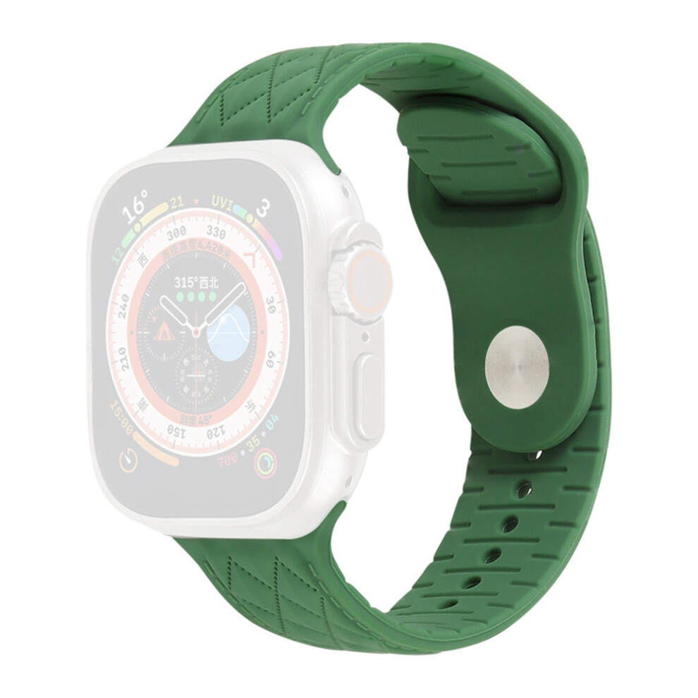 (Green) Silicone Band For Apple Watch Series 11 10 42Mm / 9 8 7 41Mm / Se3 Se2 Se 6 5 4 40Mm / 3 2 1 38Mm Rhombus Design Watch Strap Green 6914285548185