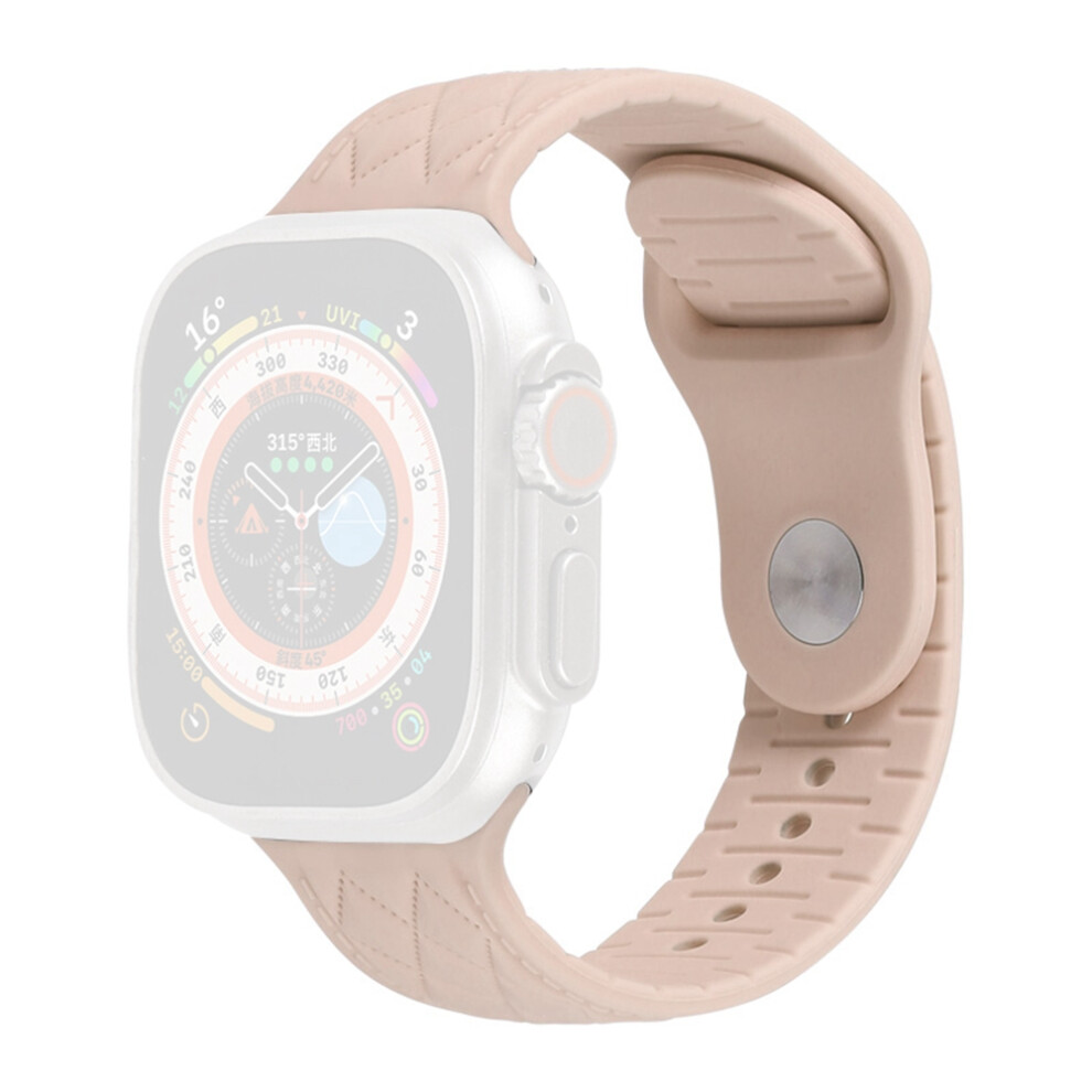 (Pink) Silicone Band For Apple Watch Series 11 10 42Mm / 9 8 7 41Mm / Se3 Se2 Se 6 5 4 40Mm / 3 2 1 38Mm Rhombus Design Watch Strap Pink 6914284991791