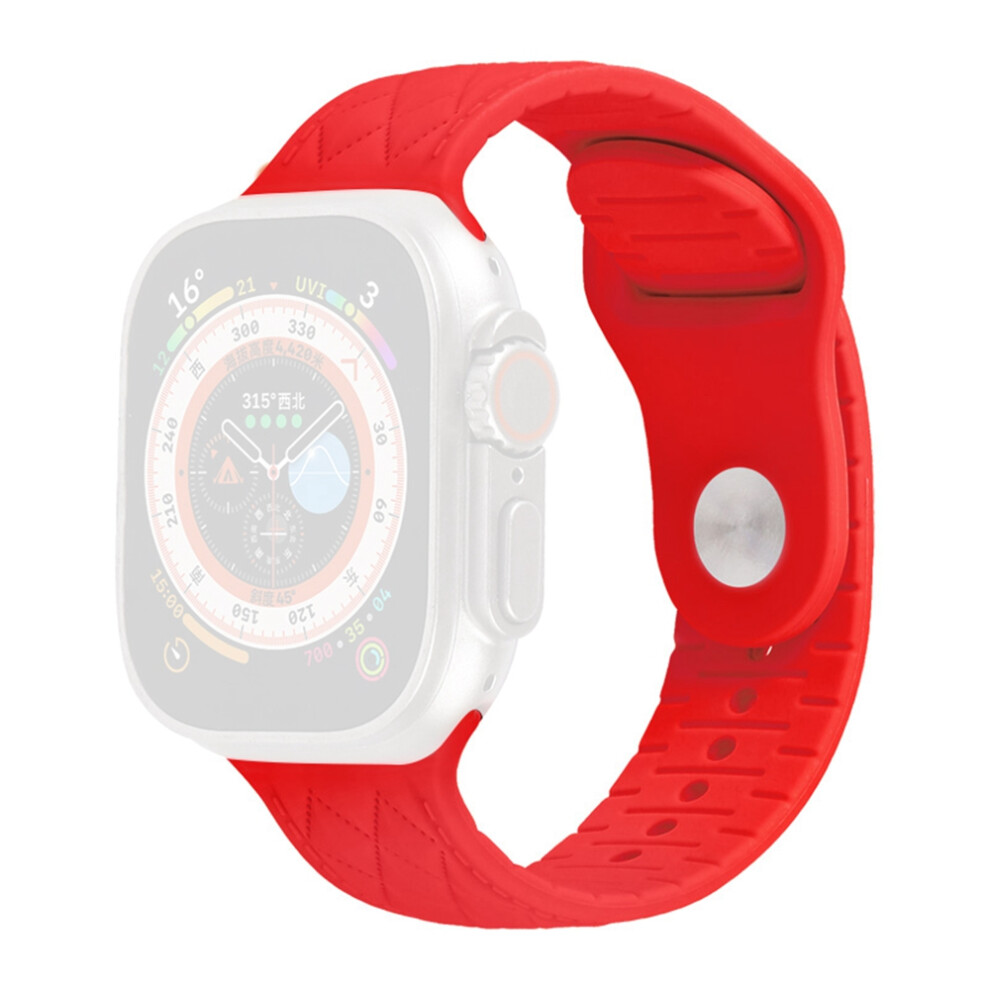 (Red) Silicone Band For Apple Watch Series 11 10 42Mm / 9 8 7 41Mm / Se3 Se2 Se 6 5 4 40Mm / 3 2 1 38Mm Rhombus Design Watch Strap Red 6914282495161