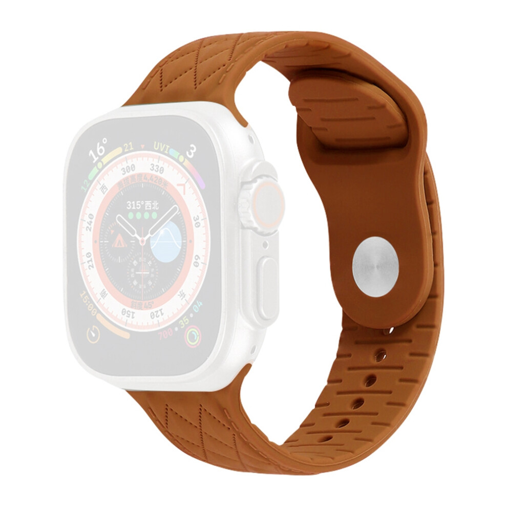 (Brown) Silicone Band For Apple Watch Series 11 10 42Mm / 9 8 7 41Mm / Se3 Se2 Se 6 5 4 40Mm / 3 2 1 38Mm Rhombus Design Watch Strap Brown 6914287641433