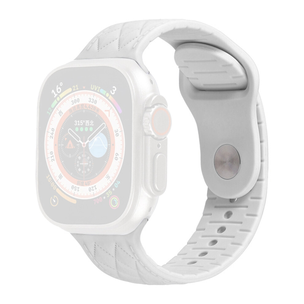 (White) Silicone Band For Apple Watch Series 11 10 42Mm / 9 8 7 41Mm / Se3 Se2 Se 6 5 4 40Mm / 3 2 1 38Mm Rhombus Design Watch Strap White 6914287953604