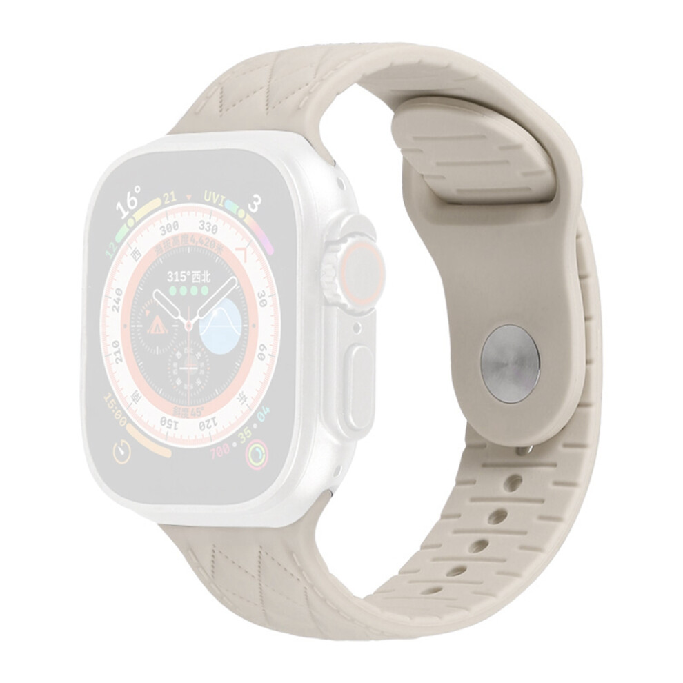(Starlight) Silicone Band For Apple Watch Series 11 10 42Mm / 9 8 7 41Mm / Se3 Se2 Se 6 5 4 40Mm / 3 2 1 38Mm Rhombus Design Watch Strap 6914285863844