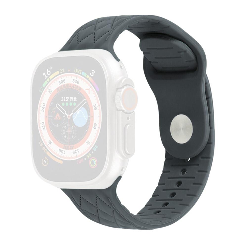 (Grey) Silicone Band For Apple Watch Series 11 10 42Mm / 9 8 7 41Mm / Se3 Se2 Se 6 5 4 40Mm / 3 2 1 38Mm Rhombus Design Watch Strap Grey 6914284588410