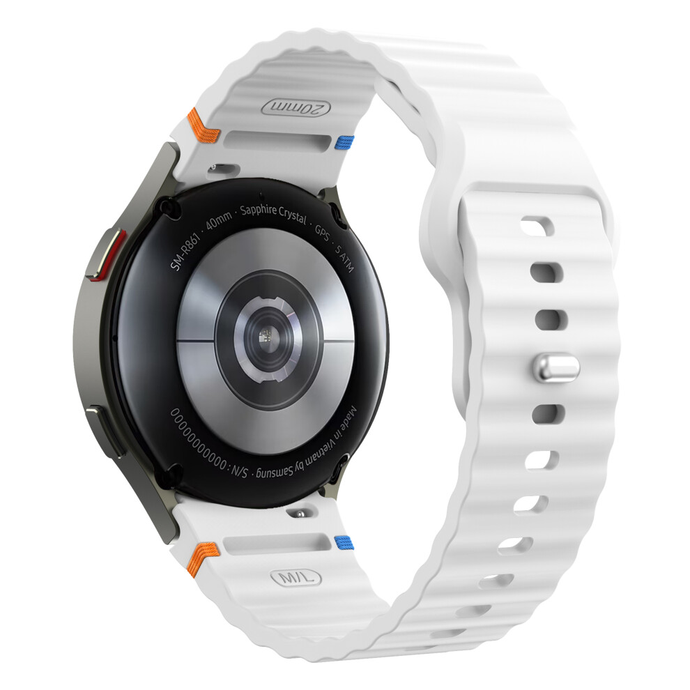 (White) For Samsung Galaxy Watch7 44Mm / 40Mm Smart Watch Band Wave Silicone Wrist Strap White 6914282114574