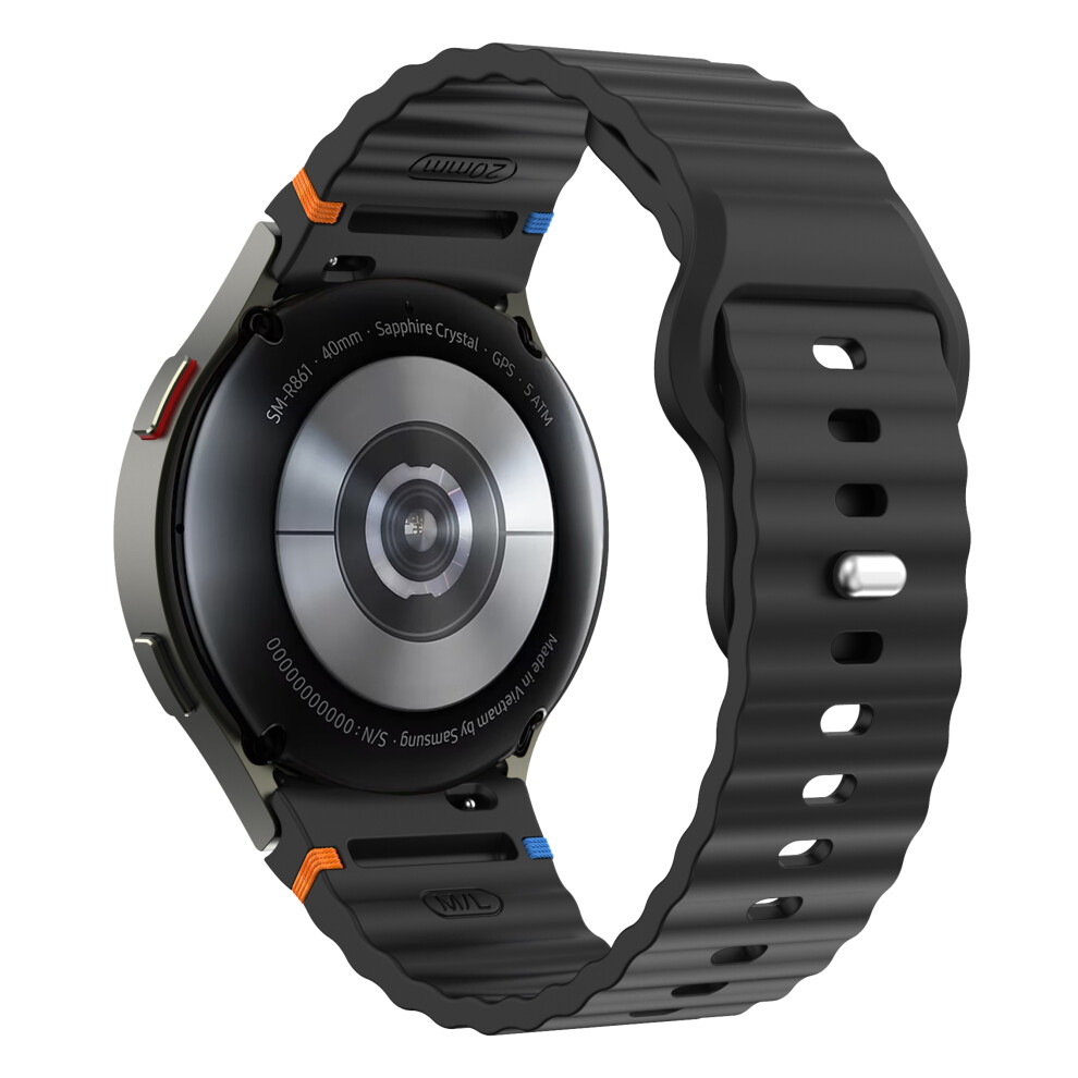 (Black) For Samsung Galaxy Watch7 44Mm / 40Mm Smart Watch Band Wave Silicone Wrist Strap Black 6914285068317