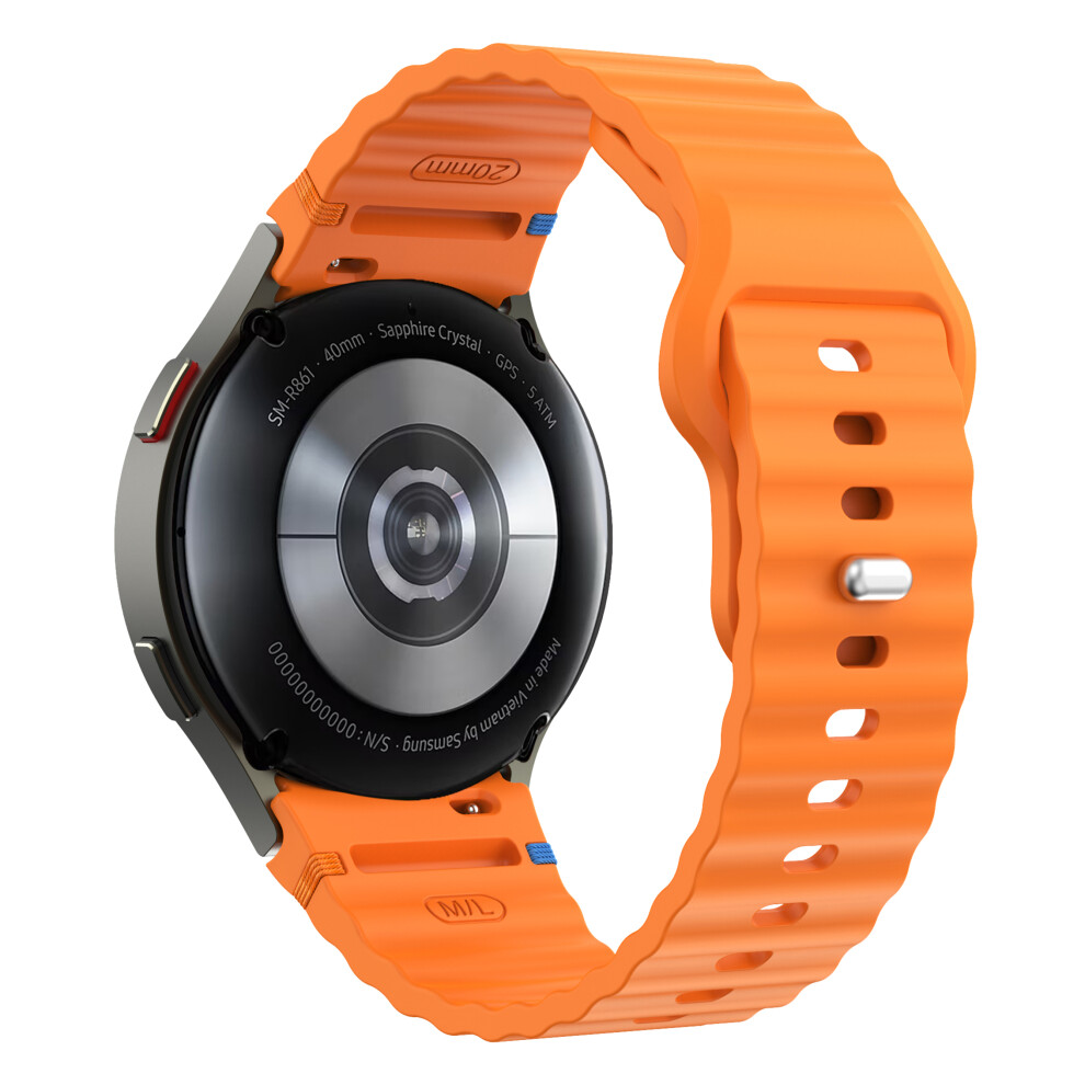 (Orange) For Samsung Galaxy Watch7 44Mm / 40Mm Smart Watch Band Wave Silicone Wrist Strap Orange 6914289658859