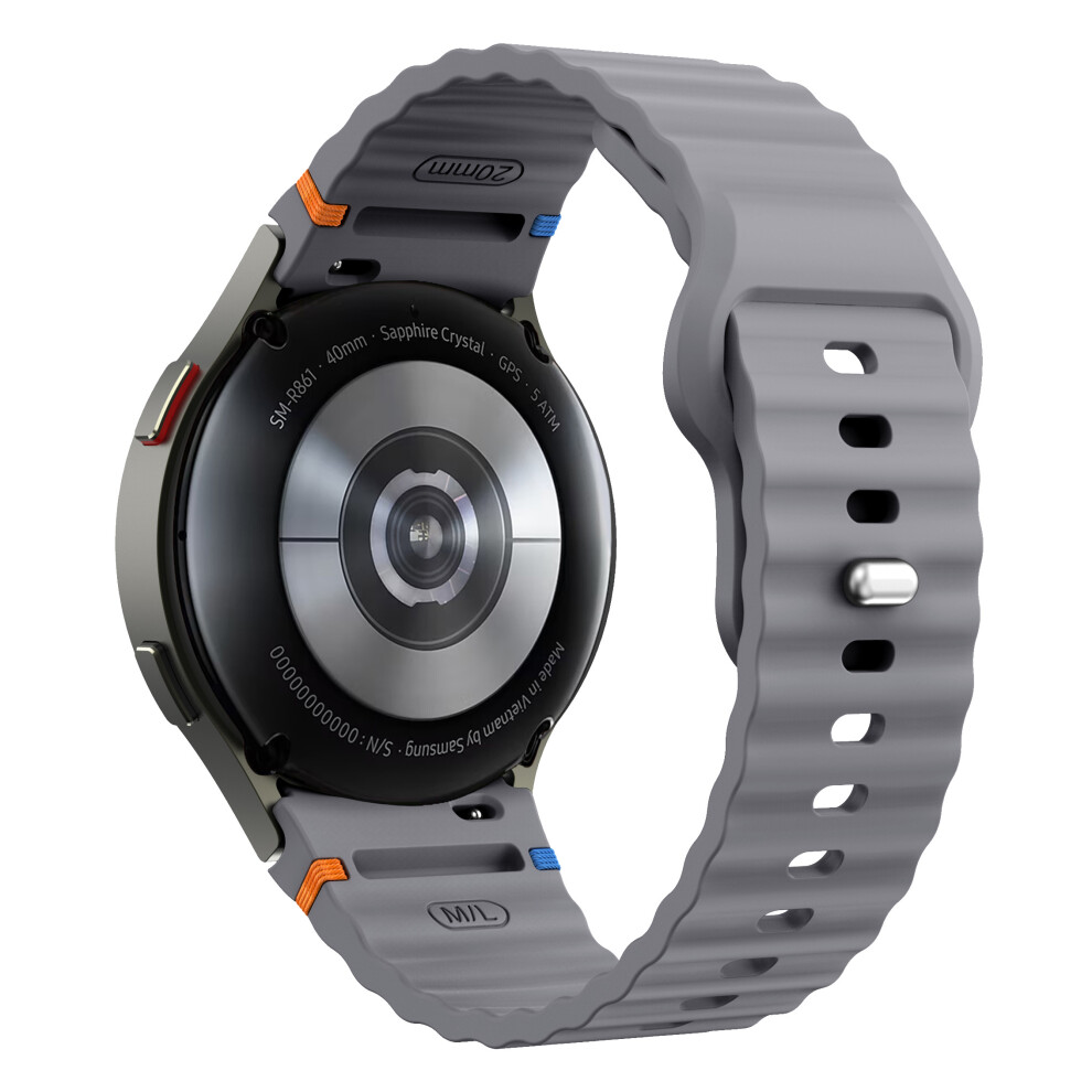 (Grey) For Samsung Galaxy Watch7 44Mm / 40Mm Smart Watch Band Wave Silicone Wrist Strap Grey 6914284588748