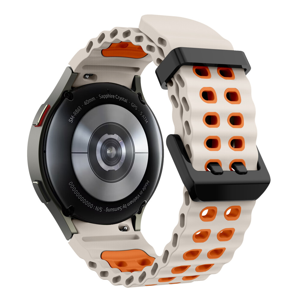 (Starlight+Orange) For Samsung Galaxy Watch7 44Mm / 40Mm Silicone Band Dual Color Replacement Watch Strap Orange 6914284762445