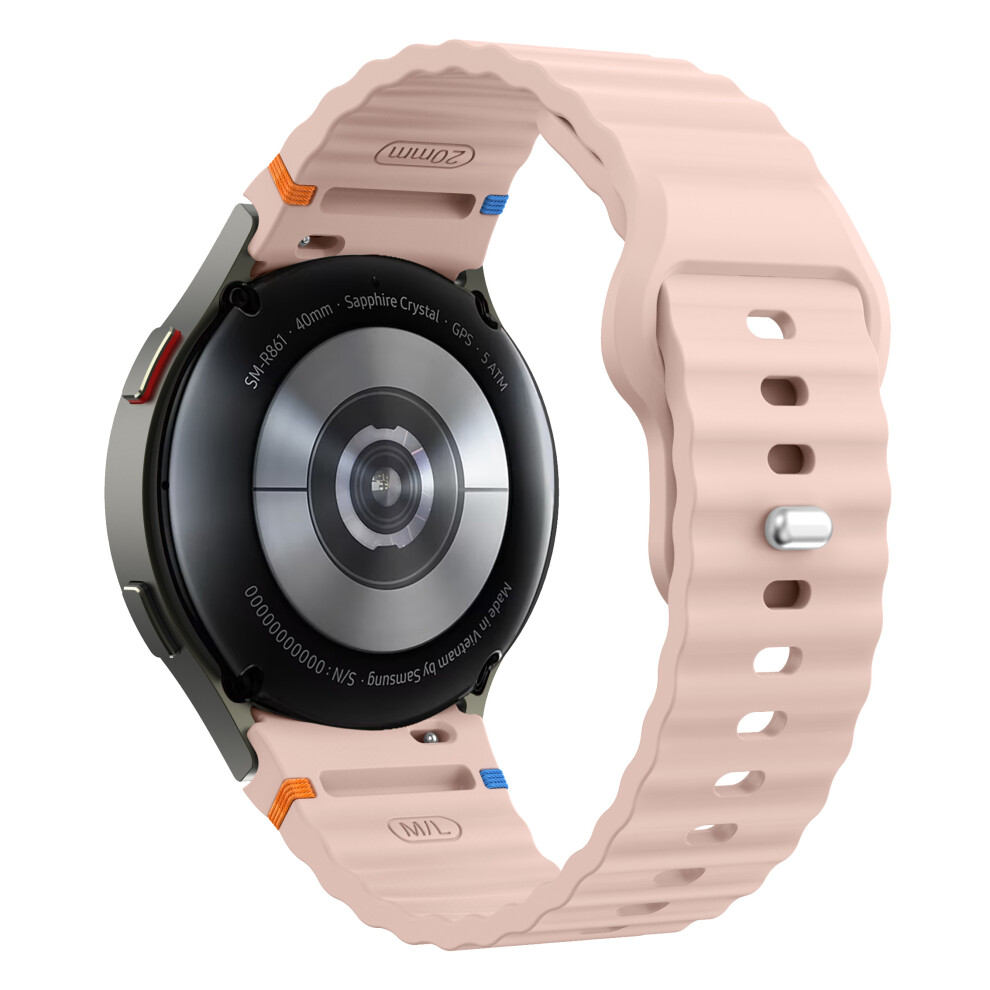 (Pink) For Samsung Galaxy Watch7 44Mm / 40Mm Smart Watch Band Wave Silicone Wrist Strap Pink 6914286962775