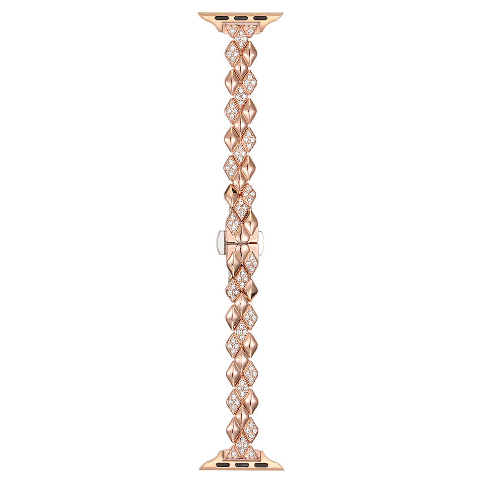 (Rose ) Metal Strap For Apple Watch Series 11 10 42Mm / 9 8 7 41Mm / Se3 Se2 Se 6 5 4 40Mm / 3 2 1 38Mm Rhinestone Decor Rhombus Watch Ba Gold 6914287144002