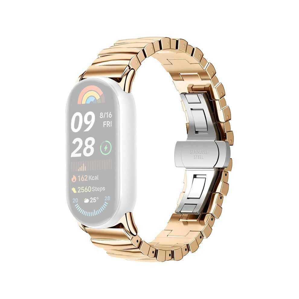 (Gold) For Xiaomi Smart Band 9 / 8 Watch Band Irregular Stainless Steel Wrist Strap Gold 6914281292167