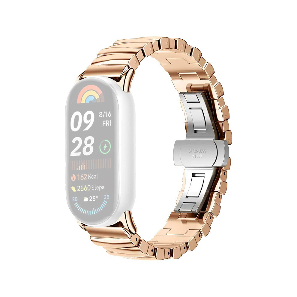 (Rose ) For Xiaomi Smart Band 9 / 8 Watch Band Irregular Stainless Steel Wrist Strap Gold 6914289340310
