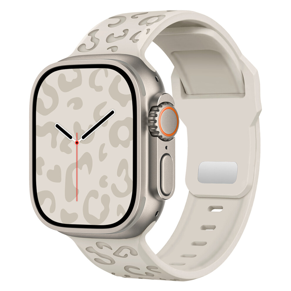 (Starlight) Silicone Band For Apple Watch Series 11 10 42Mm / 9 87 41Mm / Se3 Se2 Se 6 5 4 40Mm / 3 2 1 38Mm Concave Leopard Texture Watch St 6914281330821