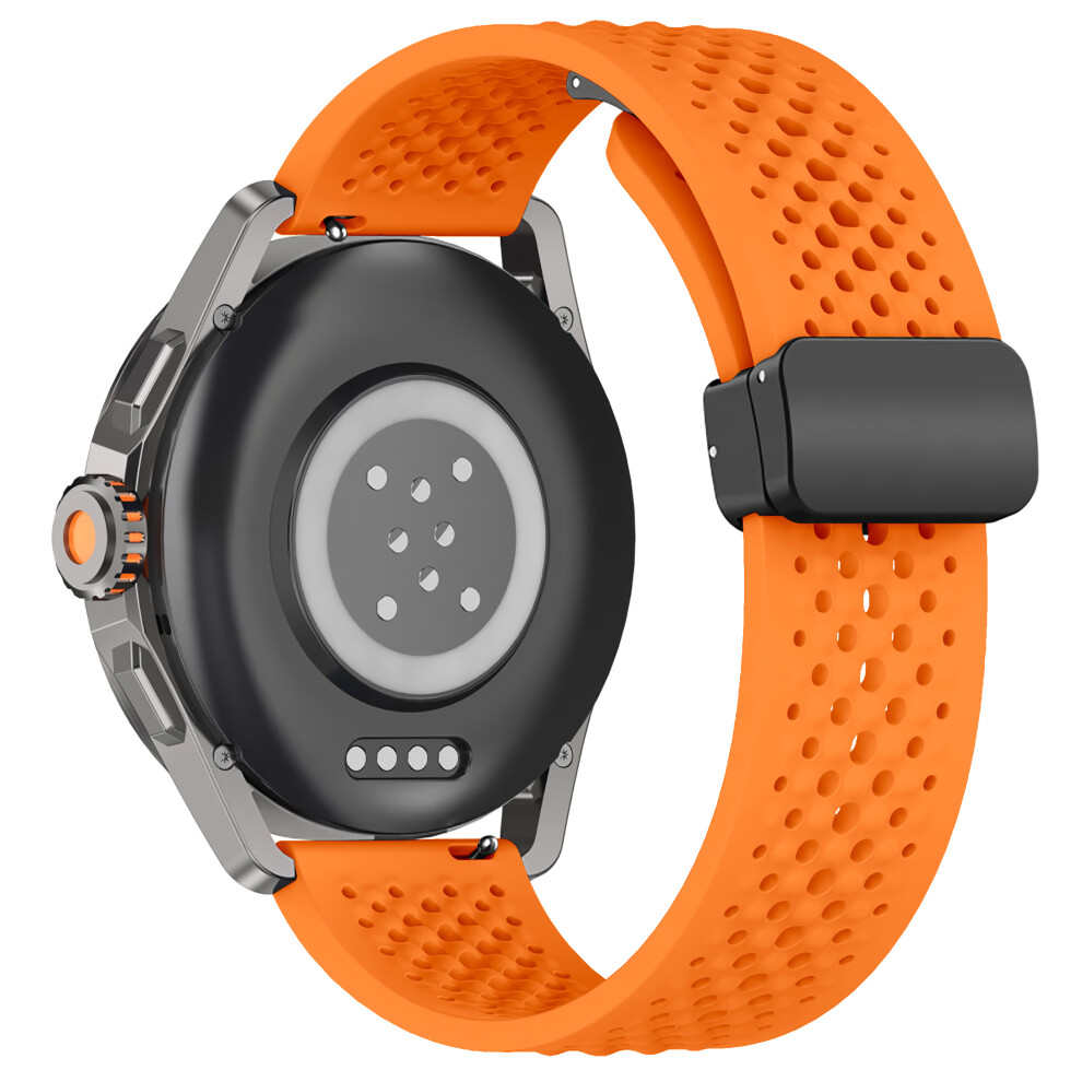 (Orange) For Xiaomi Watch S4 Sport Watch Band 22Mm Magnetic Buckle Perforated Silicone Wrist Strap Orange 6914289515268