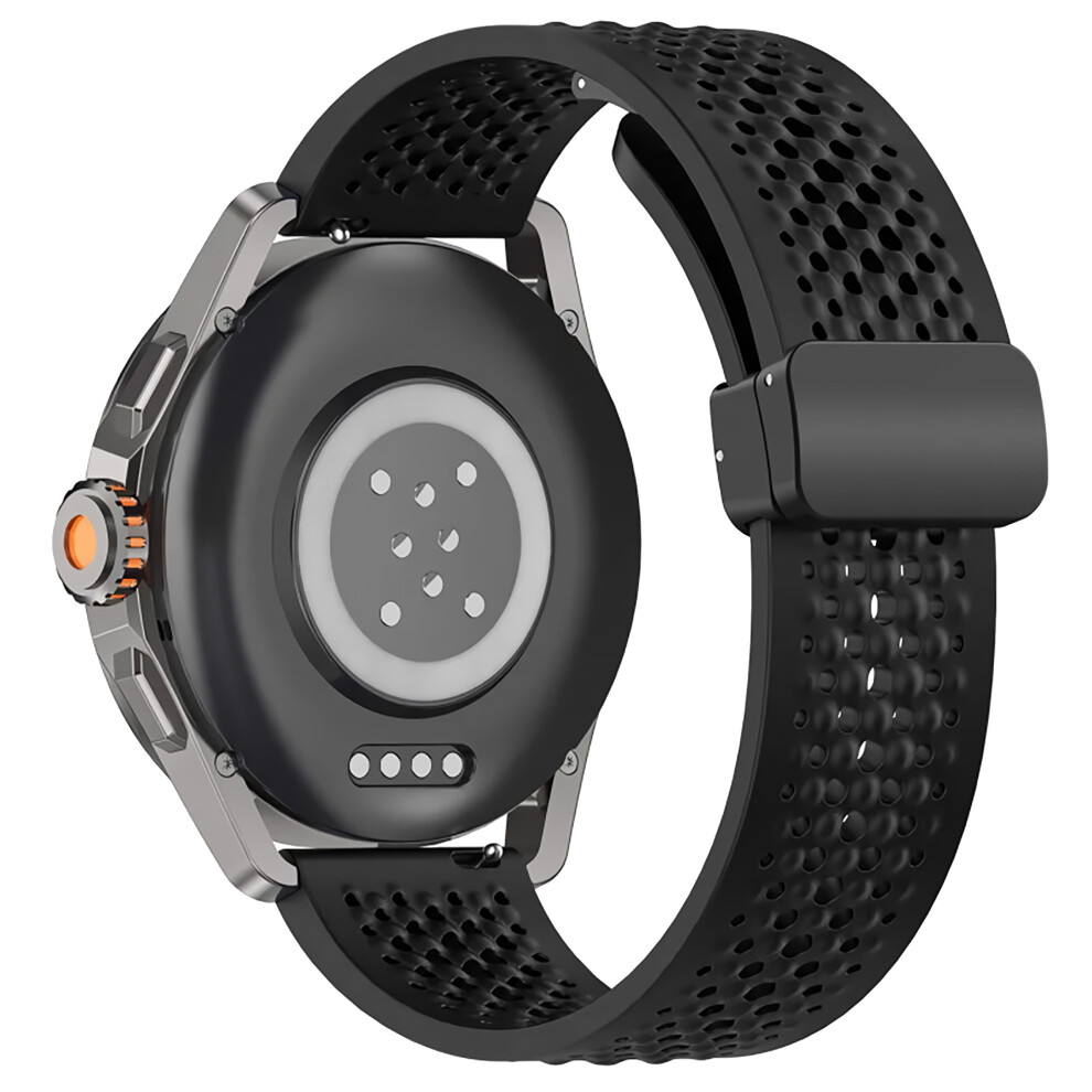 (Black) For Xiaomi Watch S4 Sport Watch Band 22Mm Magnetic Buckle Perforated Silicone Wrist Strap Black 6914280182339