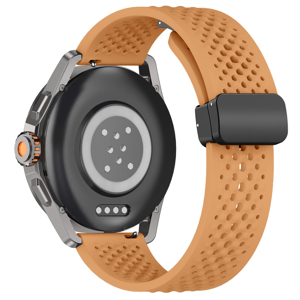 (Light ) For Xiaomi Watch S4 Sport Watch Band 22Mm Magnetic Buckle Perforated Silicone Wrist Strap Brown 6914285086397