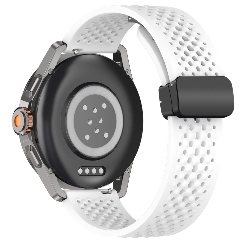 (White) For Xiaomi Watch S4 Sport Watch Band 22Mm Magnetic Buckle Perforated Silicone Wrist Strap White 6914284731588