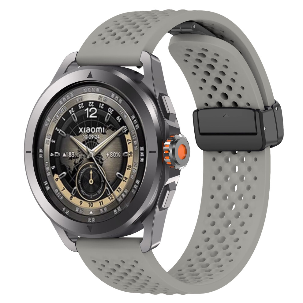 (Titanium ) For Xiaomi Watch S4 Sport Watch Band 22Mm Magnetic Buckle Perforated Silicone Wrist Strap Grey 6914286722591