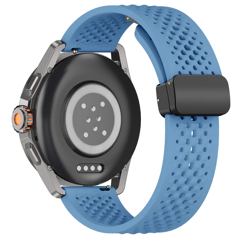(Blue) For Xiaomi Watch S4 Sport Watch Band 22Mm Magnetic Buckle Perforated Silicone Wrist Strap Blue 6914282262497