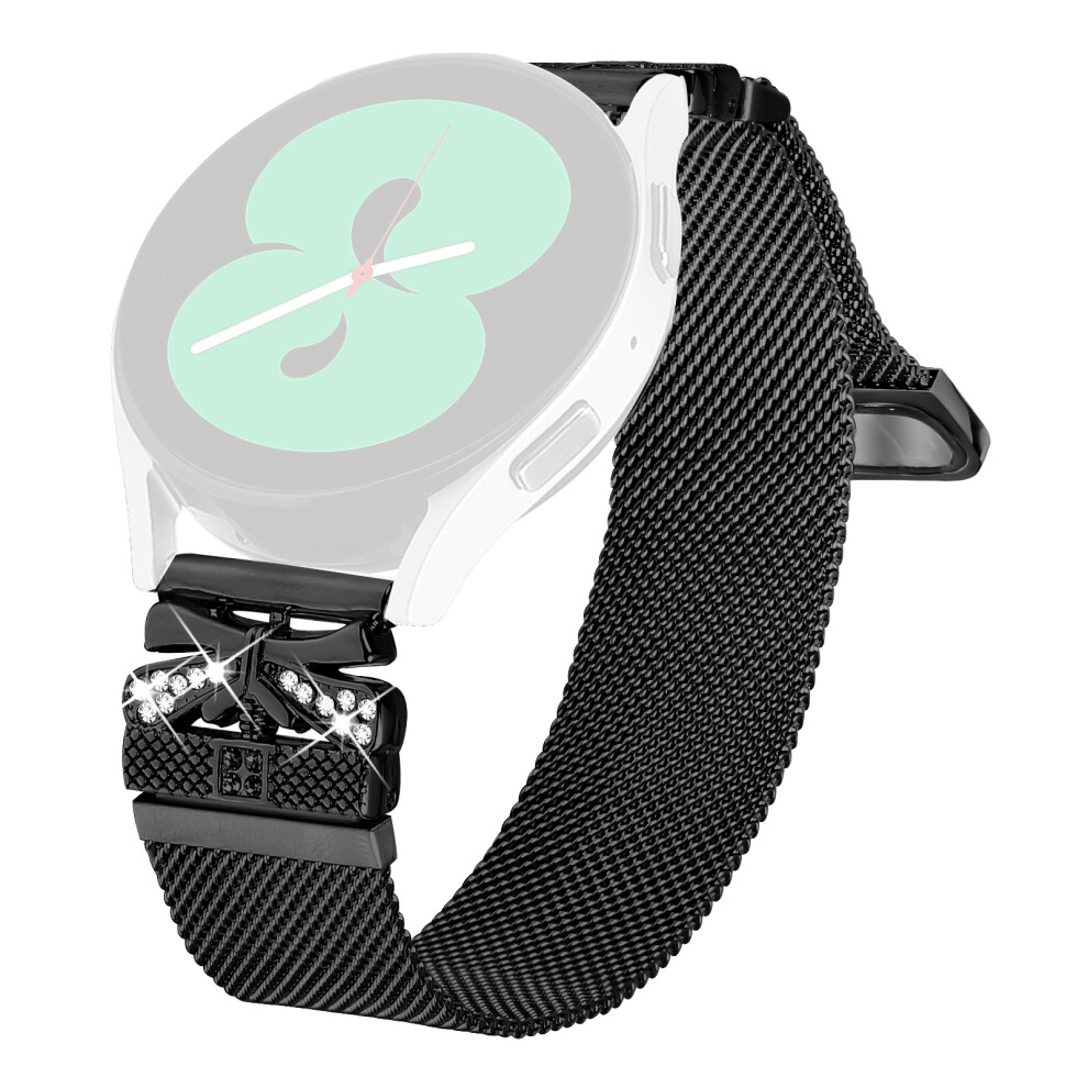 (Black) Metal Strap For Huami Amazfit Gts 2E Milanese Watch Band Butterfly Decor Electroplating Color Black 6914280819921