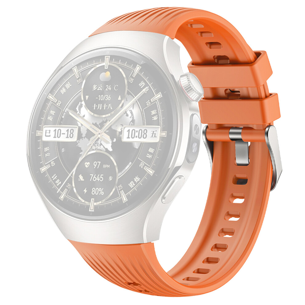 (Orange) For Huawei Watch 5 46Mm Silicone Watch Band Vertical Stripes Wrist Strap Orange 6914281280188