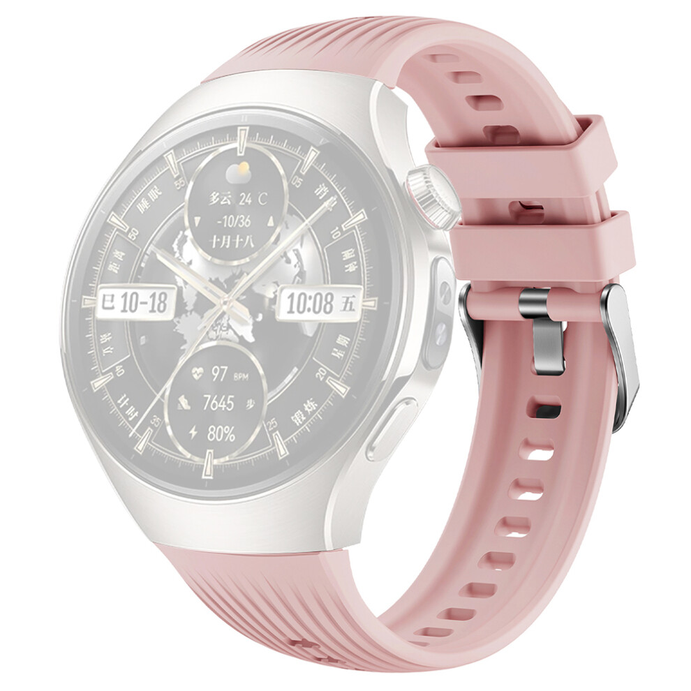 (Pink) For Huawei Watch 5 46Mm Silicone Watch Band Vertical Stripes Wrist Strap Pink 6914288611756